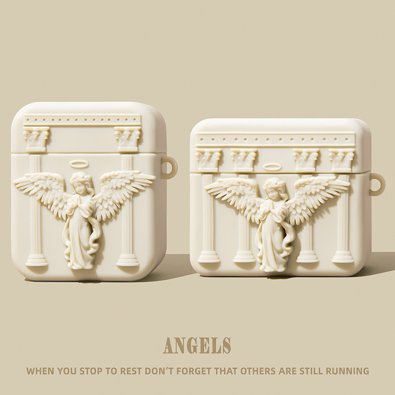 เคส Angels สําหรับ AirPods4(2024)เคสซิลิโคนอ่อนนุ่ม 1/2/3/Pro/Pro2 พร้อมคาราบิเนอร์