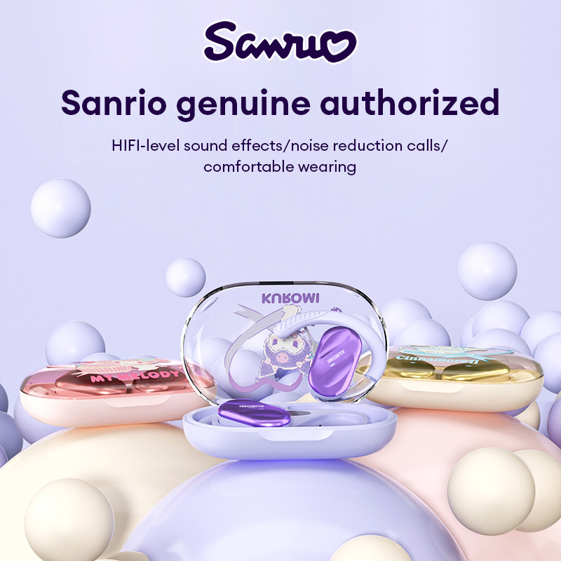 Sanrio หูฟังบลูทูธ KT99 หูฟังไร้สาย พลังจอแสดงผลดิจิตอลไม่ใช่การโทร HD หล่นง่าย