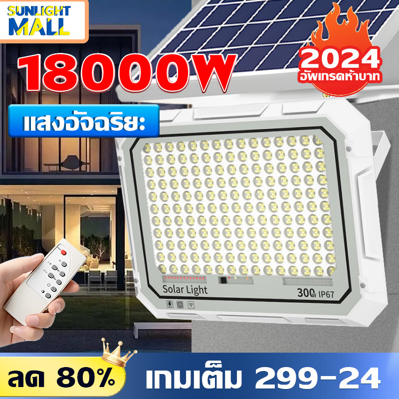 ซื้อ 1 แถม 1 ไฟโซล่าเซลล์ ไฟโซล่าเซล ไฟสปอร์ตไลท์ ไฟ led Solar light 8000W ไฟภายนอกอาคาร กันน้ำกลางแจ้ง กันฟ้าผ่า แสงสีขาว เซ็นเซอร์ ไฟพลังงานแสงอาทิตย์