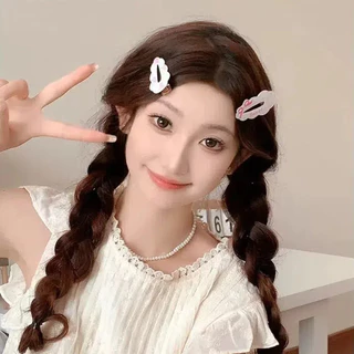 น่ารักลายจุดกุทัณฑ์ลายสก๊อตเมฆกิ๊บหวานผมเรียบคลิปสําหรับผู้หญิง