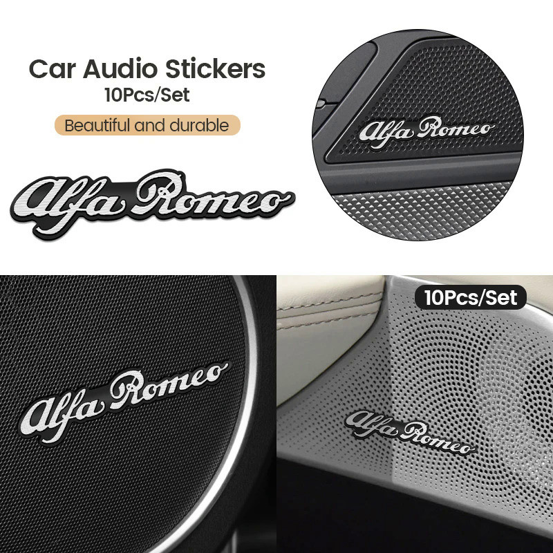 10pcs Car Audio Decorate 3D Aluminum Badge Emblem Sticker For Alfa Romeo Mito GT Spider Giulietta St
