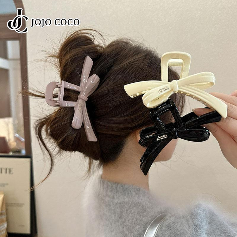 Jojo COCO Elegant ผู้หญิงสาว Letter Bow Hairpins กิ๊บติดผมหมวกคลิปอุปกรณ์เสริม