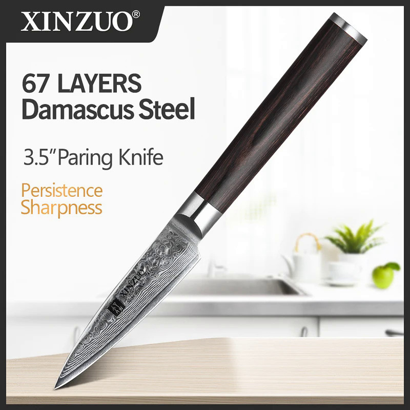 XINZUO 3.5 Inches Paring Knife 67 Layers Damascus Steel Kitchen Knife Knife Stainless Steel Fruit Pe