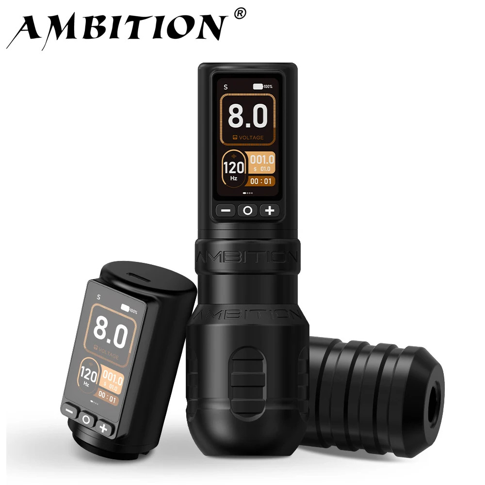 Ambition Torden Max เครื่องสักไร้สาย แบตเตอรี่จริง 2400mAh ระยะเข็ม 4.0/3.5 มม. ปรับได้ แรงดันไฟ 1-12V ปรับละเอียด ถนอมผิว ลดการทําร้ายผิว