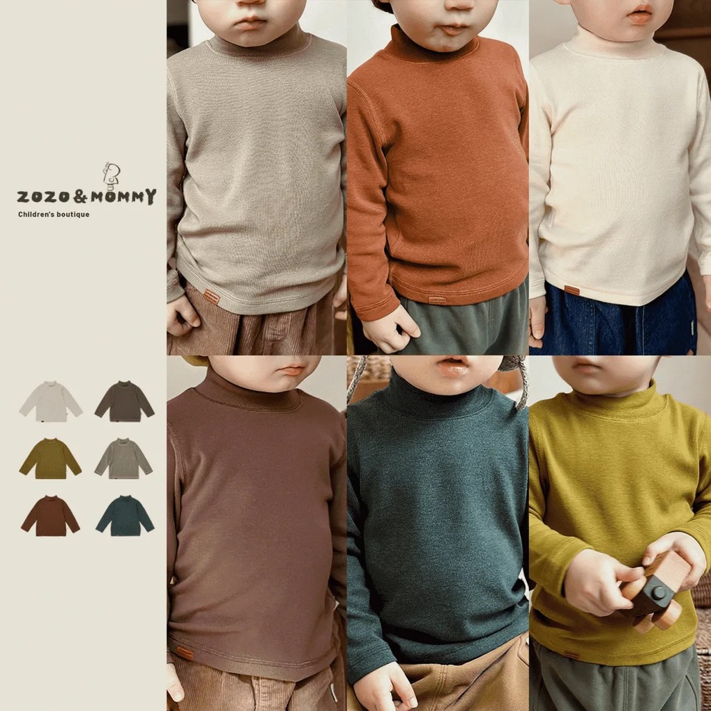 เสื้อ จุดต่ําสุด กึ่งคอเต่าขี้ผึ้งนุ่มสําหรับเด็กชายและเด็กหญิง