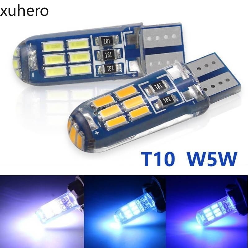 1PCS T10 หลอดไฟ LED 194 W5W Dashboard รถเมตรหลอดไฟ LED Courtesy โดมแผนที่ประตูป้ายทะเบียนไฟที่จอดรถซิลิโคนกันน้ํา