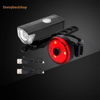 🚚 จักรยาน LED USB ไฟหน้าแบบชาร์จไฟได้ไฟท้ายชุดจักรยานไฟหลังด้านหน้า [Domybestshop.th]