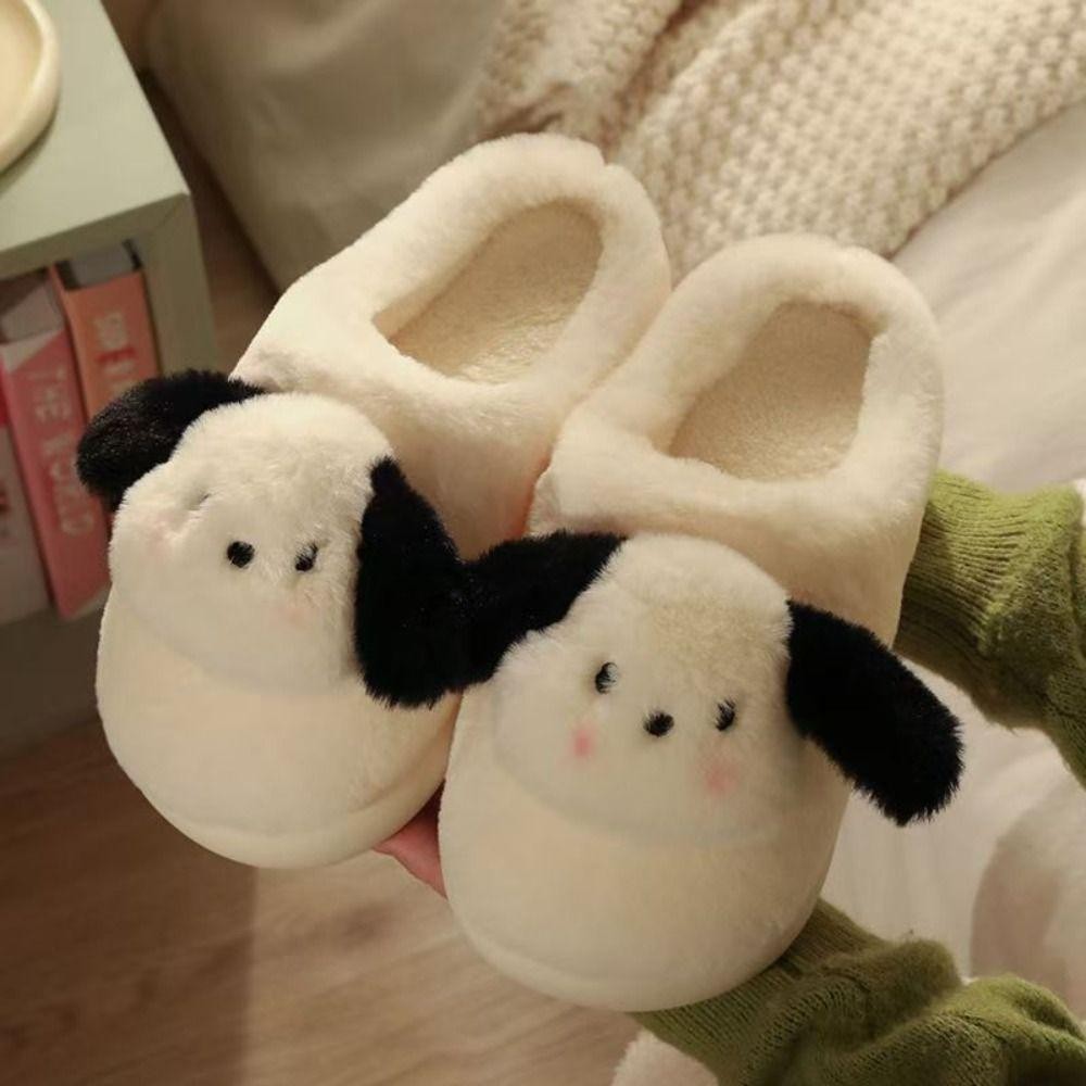 Just Pochacco Plush รองเท้าแตะ, นักเรียน Warm Fur ฤดูหนาว Fluffy รองเท้าแตะ, Kawaii หอพักห้องนอน Anti Slip บ้านรองเท้าแตะรองเท้าหญิง
