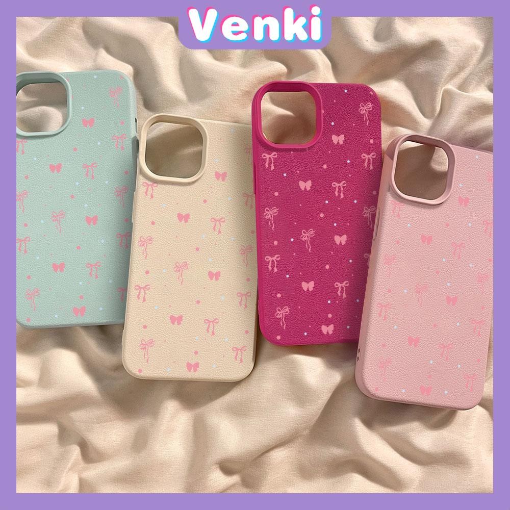 Venki - เคส iPhone 16 Pro Max iPhone 11 เคสหนังเนื้อนิ่มสีแคนดี้ TPU โบว์ที่สวยงาม Compatible With iPhone15 Pro max 14 13 12 Pro max XS XR 7 Plus 8 Plus