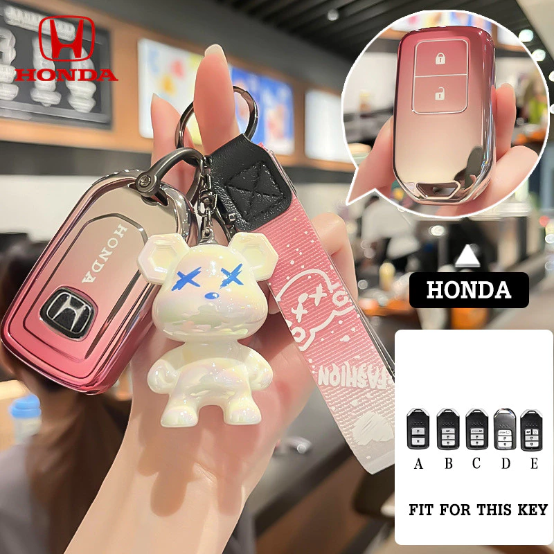 Honda ใหม่พรีเมี่ยมฝาครอบกุญแจรถเหมาะสําหรับ Honda Jazz/Accord/Civic fc-fk/City (ด้านบน)/ Hatchback/CRV/HRV/BRV Remote Key Case พวงกุญแจ