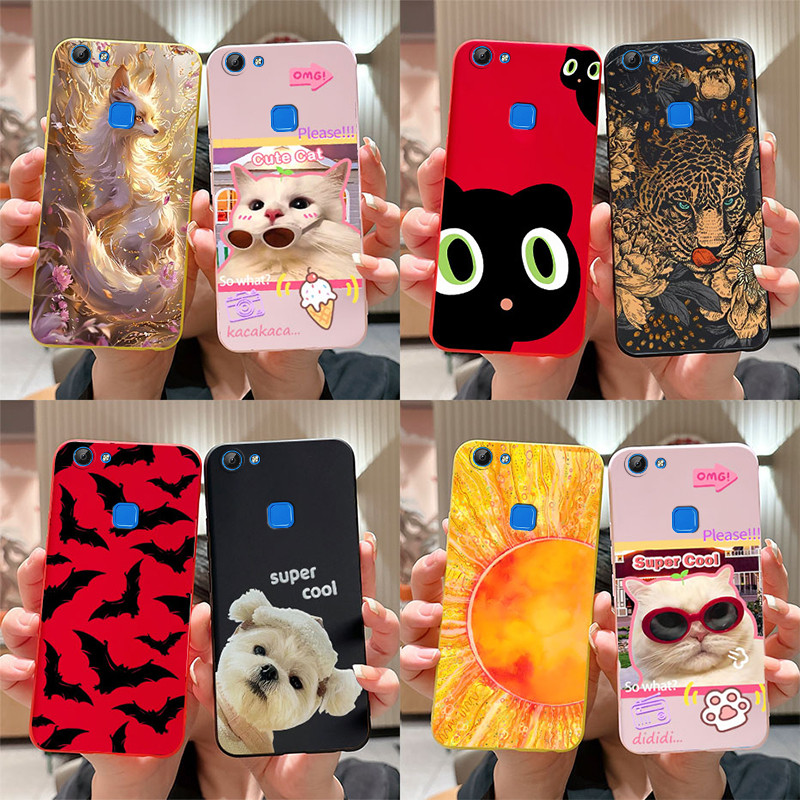 สําหรับ Vivo V7/Vivo V7 Plusปลอกน่ารักการ์ตูนJelly Candy Matteรูปแบบซิลิโคนนุ่มTPUเคสโทรศัพท์สําหรับVivoV7 V7 + V 7 1718 1716 ฝาครอบ