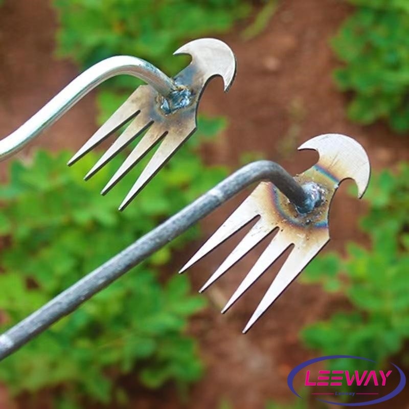 Leeway【มีสินค้าในสต๊อก】 คราดเก็บหญ้า แบบ mini อุปกรณ์ทำสวน คราดเหล็ก หัวคู่จอบขุดดิน 4 ฟัน ขุดหญ้า ขุดดิน rake