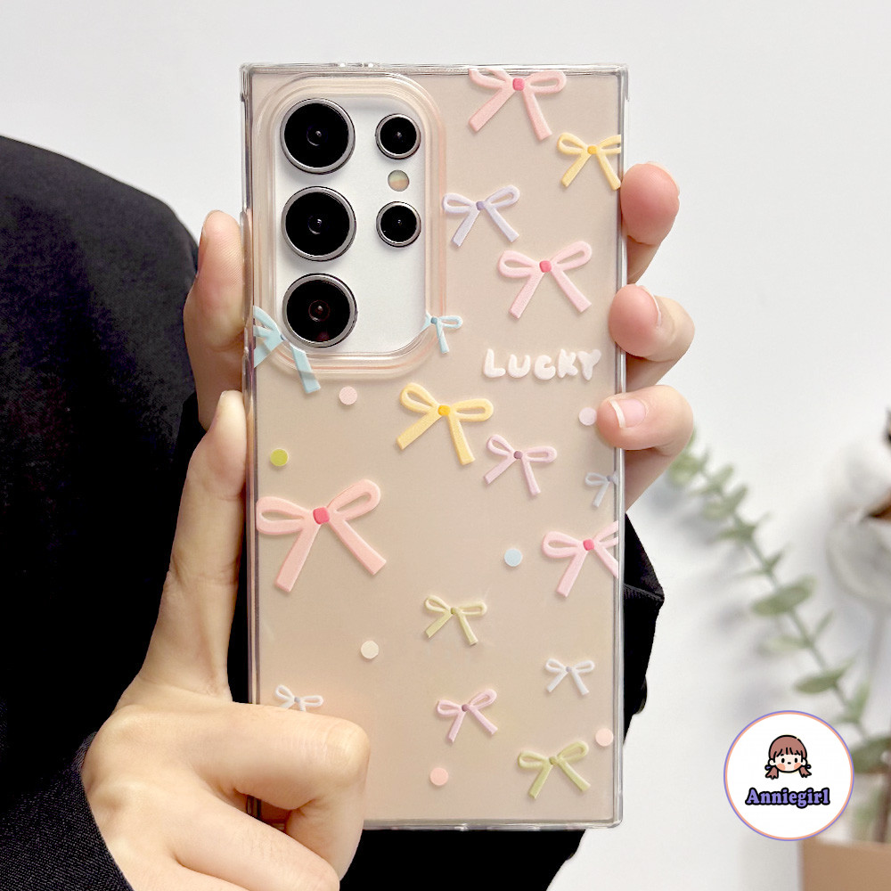 SAMSUNG แฟชั่นสีสันbowknotเคสโทรศัพท์สําหรับsamsung S24 S23 S22 Ultra Plus A54 A13-4G A23/A53-5Gกันฝุ่นAnti-scratch Soft TPUโทรศัพท์ปกหลัง