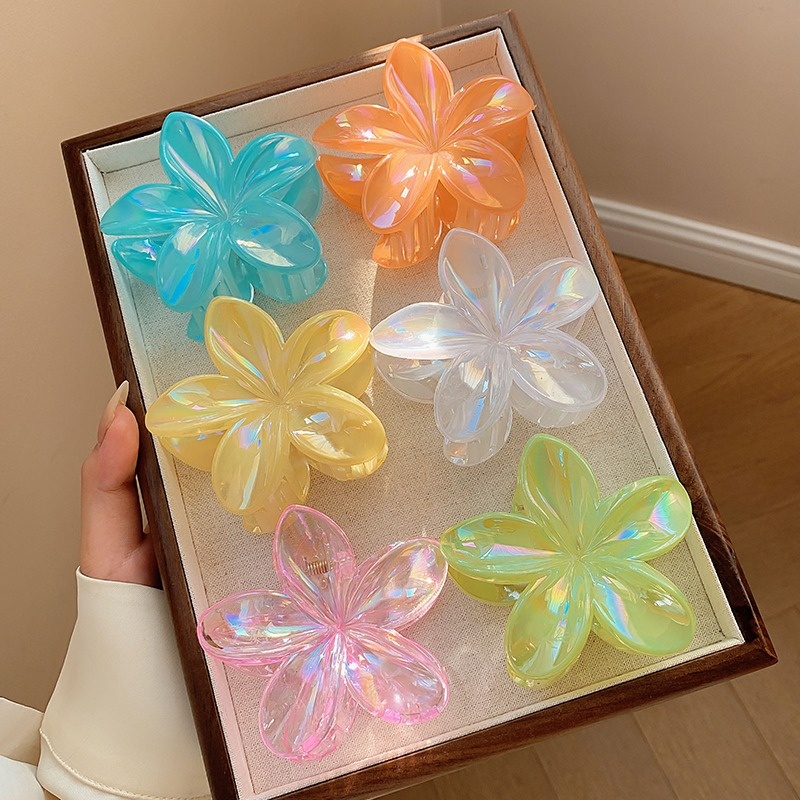 ใหม่สีสัน Vintage Hawaiian Plumeria Flower Hairpin Grips คลิป Barrettes อุปกรณ์เสริม