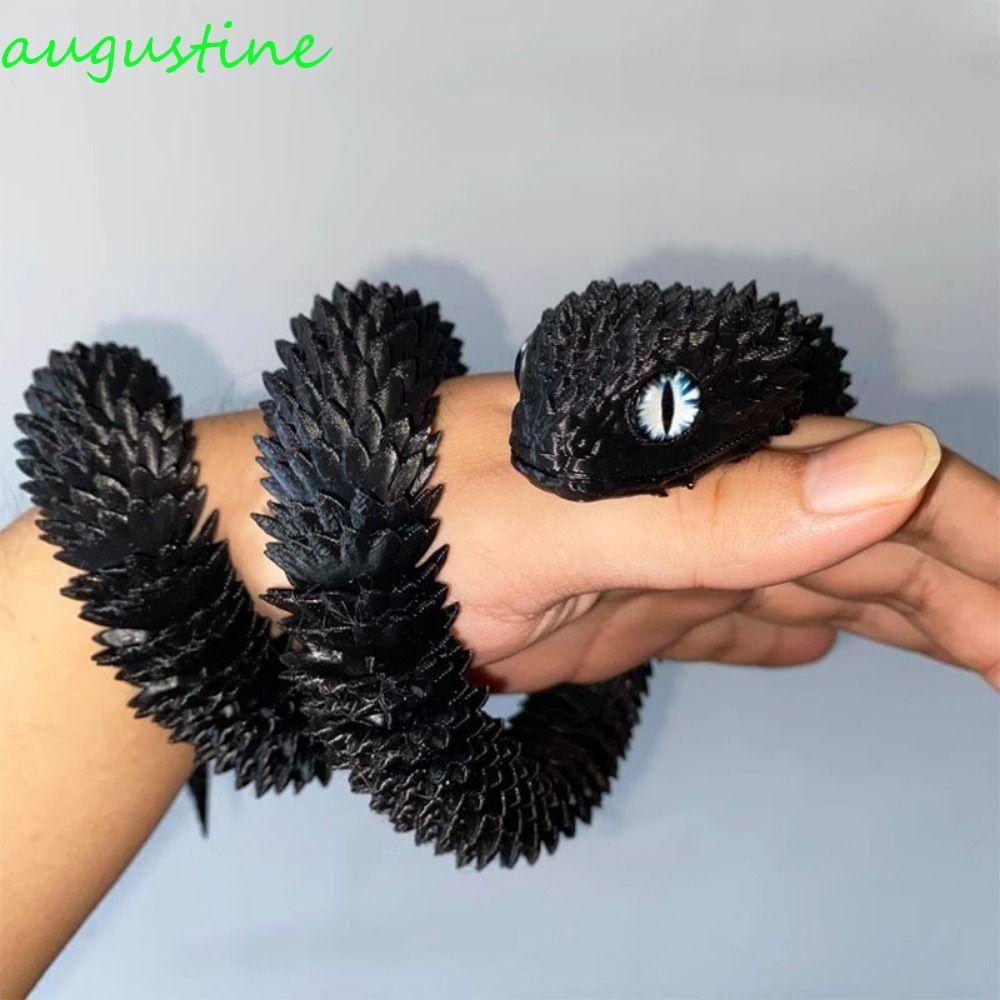 เครื่องประดับงู AUGUSTINE, งูพิมพ์ 3D หมุนได้สมจริง, ราศีจีนปีงู 30/45 ซม. PLA โมเดลจําลองสัตว์ทํามือฮาโลวีน