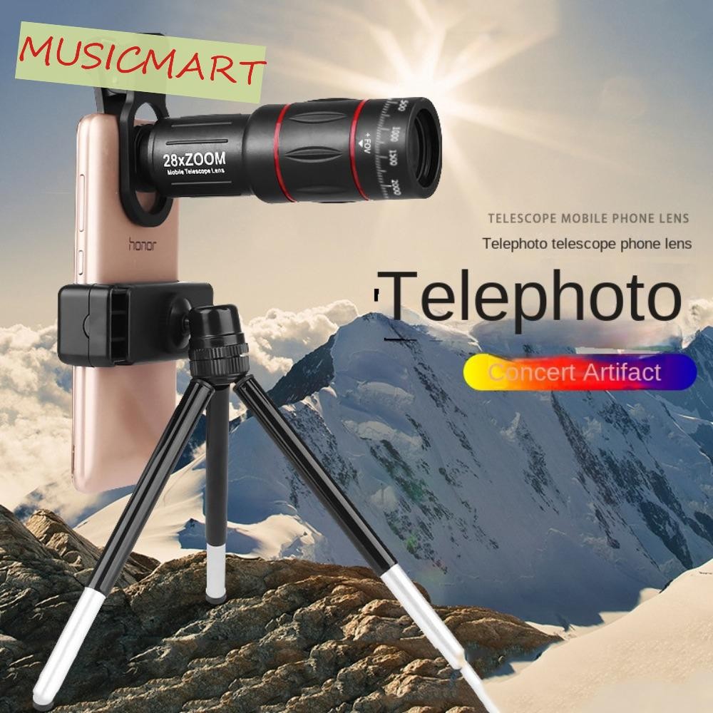 Musicmart เลนส์โทรศัพท์มือถือ HD เลนส์เทเลโฟโต้ขาตั้งกล้อง เลนส์ซูมตาข้างเดียว กล้องโทรทรรศน์หลอดเดี่ยว Universal Monocular 18x25 เลนส์โทรศัพท์มือถือสมาร์ทโฟน