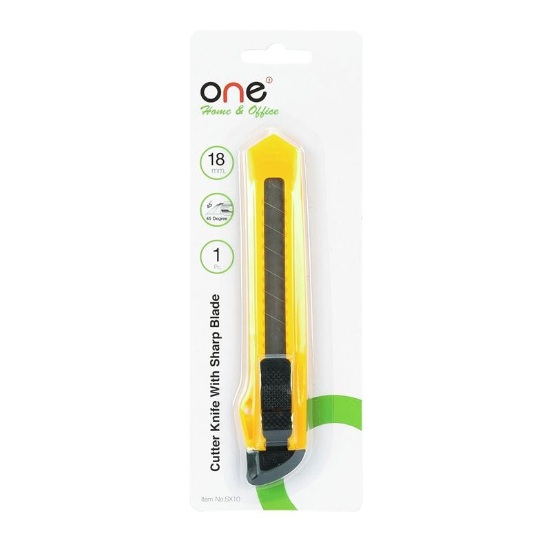 ONE มีดคัตเตอร์ รุ่น SX10 สีเหลือง ขนาด 18 มม.
