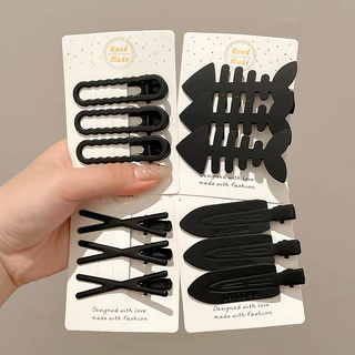 3-6 ชิ้นชุดสีดํา Hairpins ชุดด้านข้าง Bangs คลิป 2024 ใหม่ One-word คลิปสาวอุปกรณ์เสริมผม