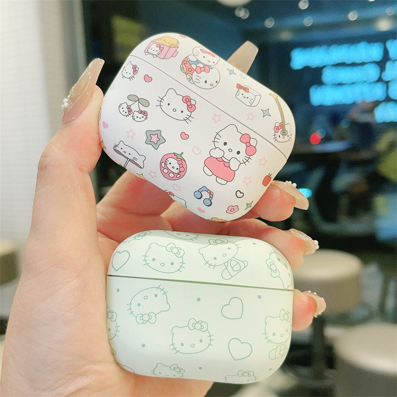 (เคส Airpods4) เคส Kitty น่ารักสําหรับ AirPods4(2024)1/2/3/Pro/Pro2 Frosting Full Protection Case
