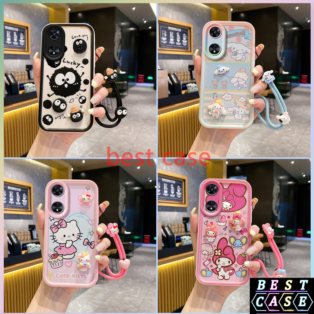 เคส OPPO A78 5G เคส Cinnamoroll และ ‌Hello Kitty ลายการ์ตูนสามมิติรูปตุ๊กตาเคสโทรศัพท์นุ่มน่ารัก XX-TYGZ