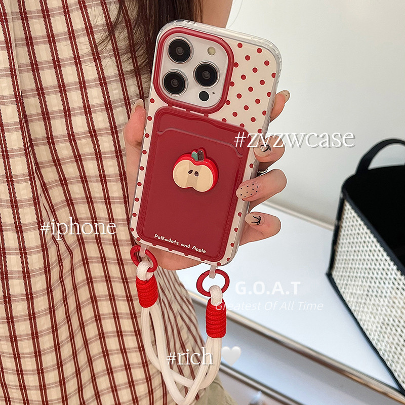 Goat ตัดกระเป๋าบัตร + lanyard สําหรับ iPhone 16 11 12 15 14 13 Pro MAX iPhone XR XS MAX XS X 14 15 16 Plus กรณีป้องกัน anti-drop ฝาหลังกรณี