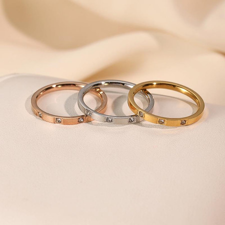 สไตล์เกาหลี Star แหวนสไตล์เดียวกันคลาสสิก Ultra-Fine สามเพชรแหวนสแตนเลส All-Match ไทเทเนียมเหล็กแหวนคู่แหวนเครื่องประดับ