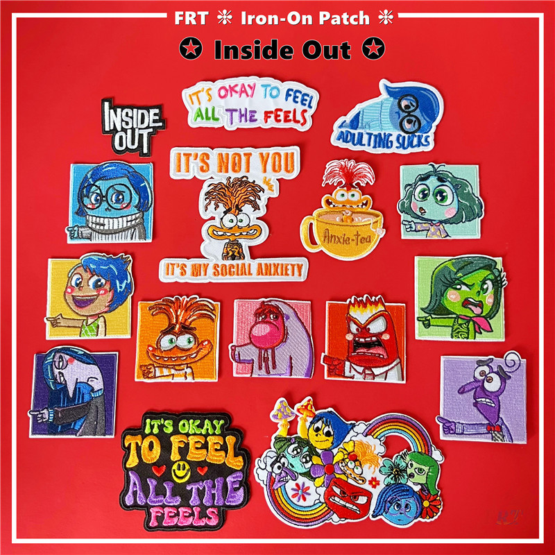 ☸ Inside Out - มันโอเคที่จะรู้สึกทั้งหมดแพทช์รีดบน ☸ 1 ชิ้น DIY เย็บบนเหล็กบนป้ายแพทช์