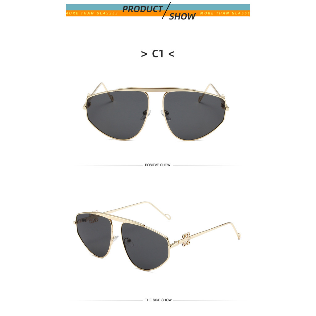 โลหะหรูหราแว่นกันแดดกรอบใหญ่สุภาพสตรีการออกแบบแบรนด์ไล่โทนสีสี่เหลี่ยมผืนผ้าซันอายกลาสกลางแจ้งการเดินทางวันหยุดสบายๆ - รูปที่ 3