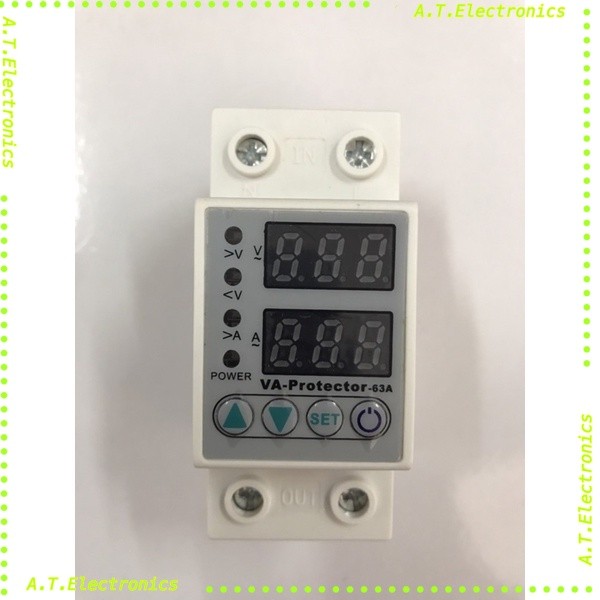 VA-Protector le:63A lo:1-63A Uvo:AC230V-300V Uve:AC210V-140V Recovery time: (set 1-600s) VA-Protecto