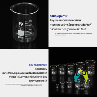 Comfy ถ้วยแก้วทนความร้อนสูง สำหรับการทดลองทางวิทยาศาสตร์ หรือการวัดของเหลวอื่น ๆ 50ml 100ml 200ml 250ml Glass Beaker