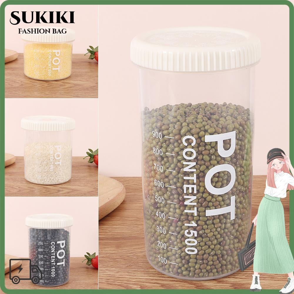 ซูกิกิ 600/800/1000/1500มล กล่องเก็บ,ความจุขนาดใหญ่เบ็ดเตล็ดเมล็ดพืชปิดผนึกกระป๋อง,ที่มีฝาปิดภาชนะเก็บความชื้นขวดเก็