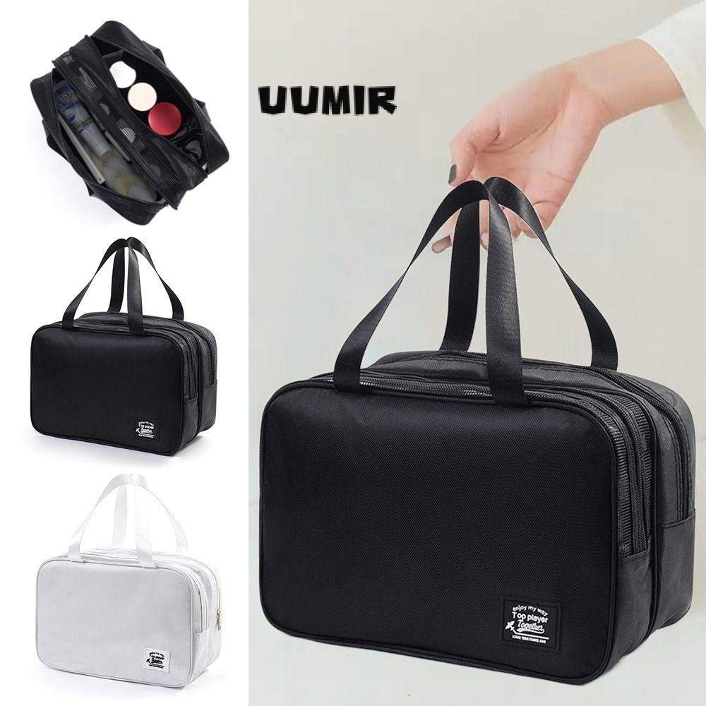 Uumir กระเป๋าเก็บอาบน้ํา, กระเป๋าใส่อุปกรณ์อาบน้ํากันน้ําแบบเปียกแบบแห้ง, ที่จับแบบพกพา กระเป๋าใส่เครื่องสําอางความจุขนาดใหญ่ Travel