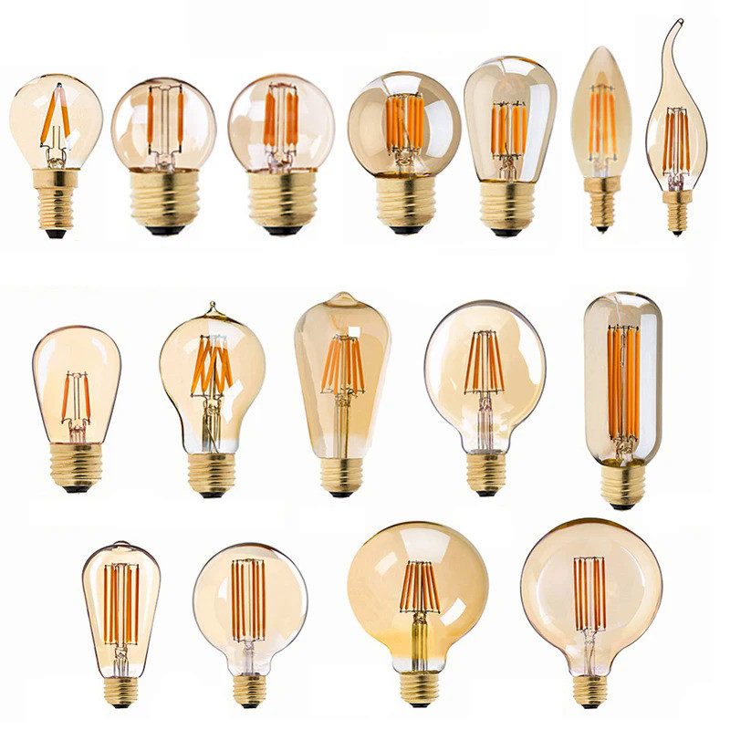 E27 LED Lamp Dimmable Filament Bulb E14 220V Gold 1W 3W 4W 6W 8W E12 E26 110V Edison Retro LED Light