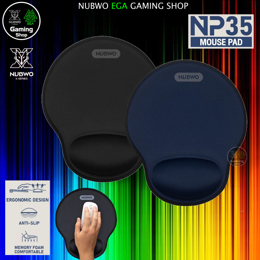 🎮 GAMING NUBWO NP35 Mouse Pad แผ่นรองข้อมือ แผ่นรองเมาส์ ผลิตจากเมมโมรี่โฟม พร้อม Anti-Slip ป้องกันการลื่นไถลขณะใช้งาน