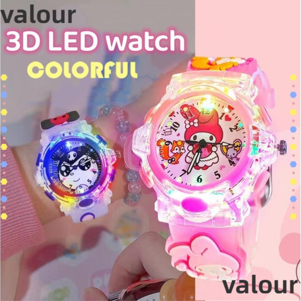 นาฬิกาข้อมือ VALOUR สายซิลิโคน Kawaii LED Luminous นาฬิกาคุณภาพสูงน่ารักการ์ตูน Melody Cinnamoroll Sanrio นาฬิกาข้อมือเด็ก