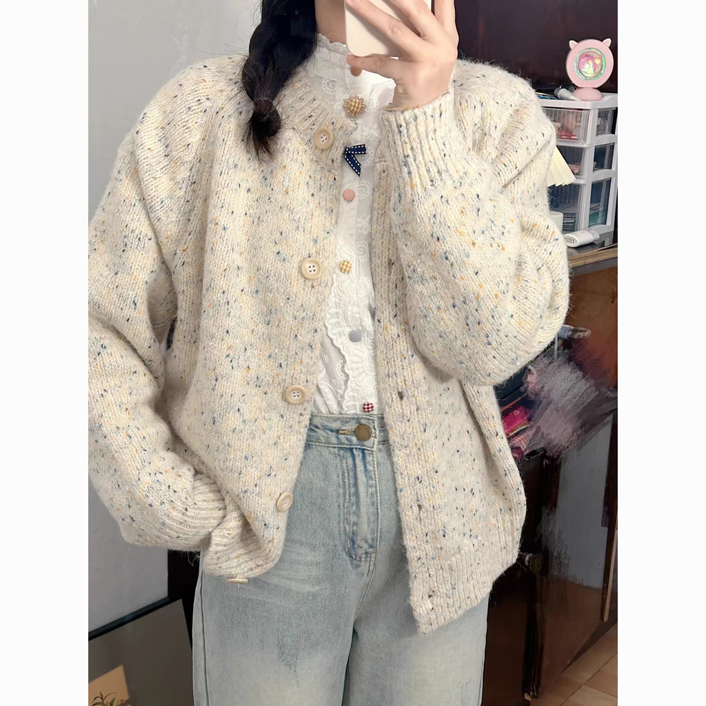 เคเสื้อถักเปิดภูเขาหนาหวานที่เรียบง่ายฤดูใบไม้ร่วงฤดูหนาว