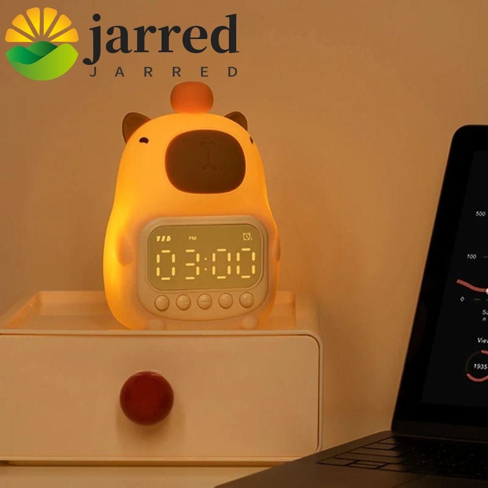 Jarred Capybara Night Light, USB ชาร์จ Capybara รูปร่าง Capybara นาฬิกาปลุก,น่ารักชาร์จอุณหภูมิจอแสดงผล LED ข้างเตียง LED นาฬิกาห้องนั่งเล่น