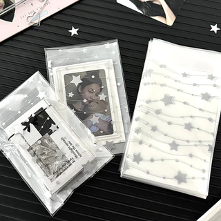 50 ชิ้น/แพ็ค Bowknot Stars ถุงปิดผนึก Toploader Photocard Self-กาวถุงบรรจุภัณฑ์วัสดุ