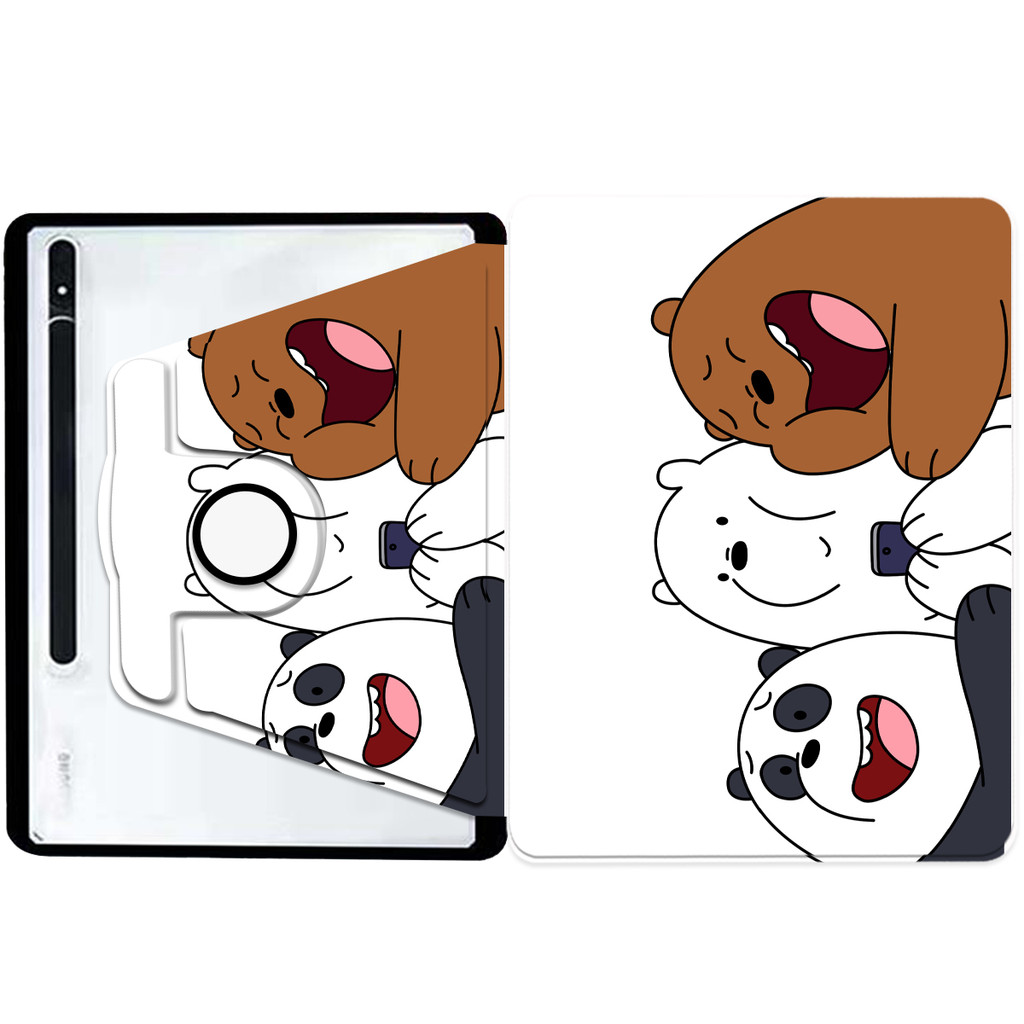 เคสฝาพับ ซัมซุง Tab case S6 lite A8 A9 S7/S8/S9 S7+/S8+/S9+ มาพร้อมกับช่องใส่ปากกา ด้านหลัง โปร่งใส720 องศาการหมุนใด ๆ