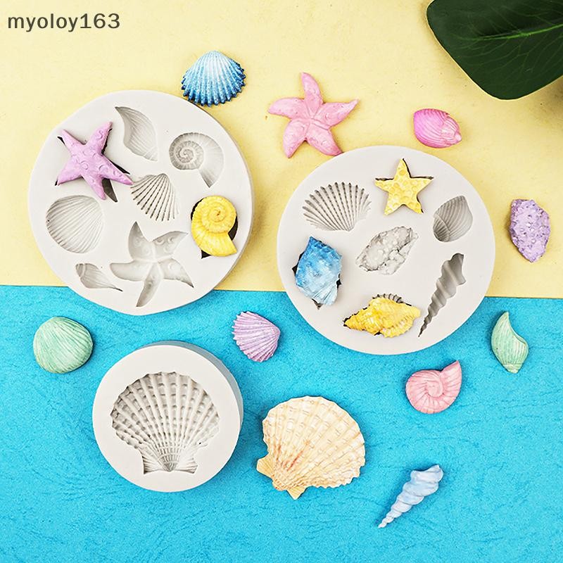 Myoloy 3 ชิ้น Marine Theme แม่พิมพ์ซิลิโคน Sea Conch ปลาดาวเบเกอรี่แม่พิมพ์สําหรับ DIY เค้ก Fondant ตกแต่งช็อกโกแลต Candy สบู่แม่พิมพ์ TH