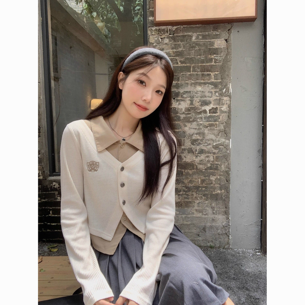 เสื้อสวมหัวเสื้อกันหนาวแขนยาวนักเรียนหญิงปกญี่ปุ่นสไตล์ยาว