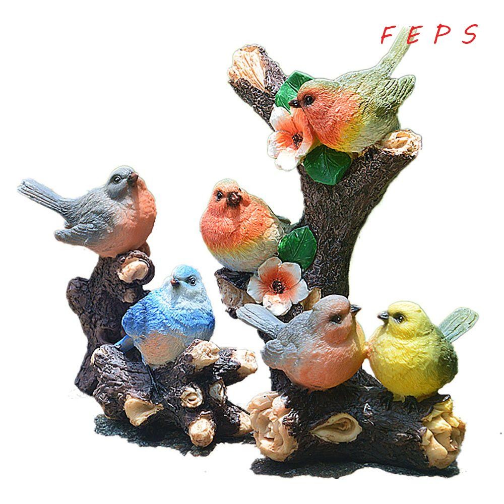 Feps รูปปั้นนกเหมือนจริงงานฝีมือเรซินสวนนางฟ้าบอนไซตกแต่ง Kingfisher ตุ๊กตา