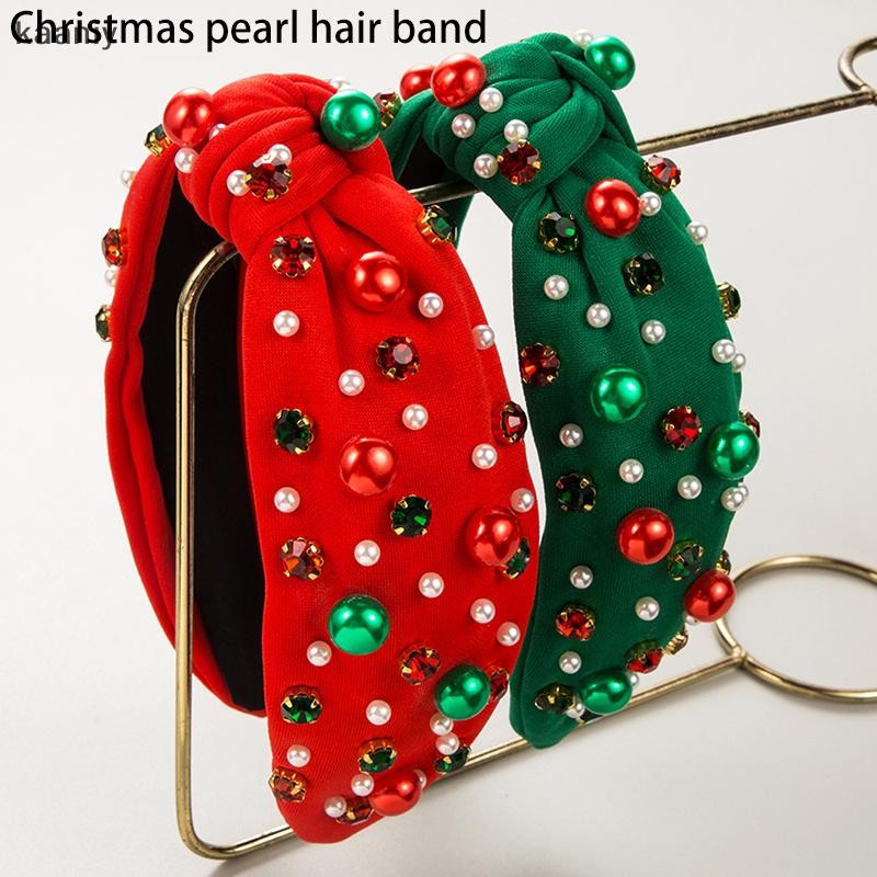 [KAN] 1 ชิ้นคริสต์มาสเพิร์ล Rhinestone Band ผู้หญิง Minimalist Holiday Trend เครื่องประดับผม FXH