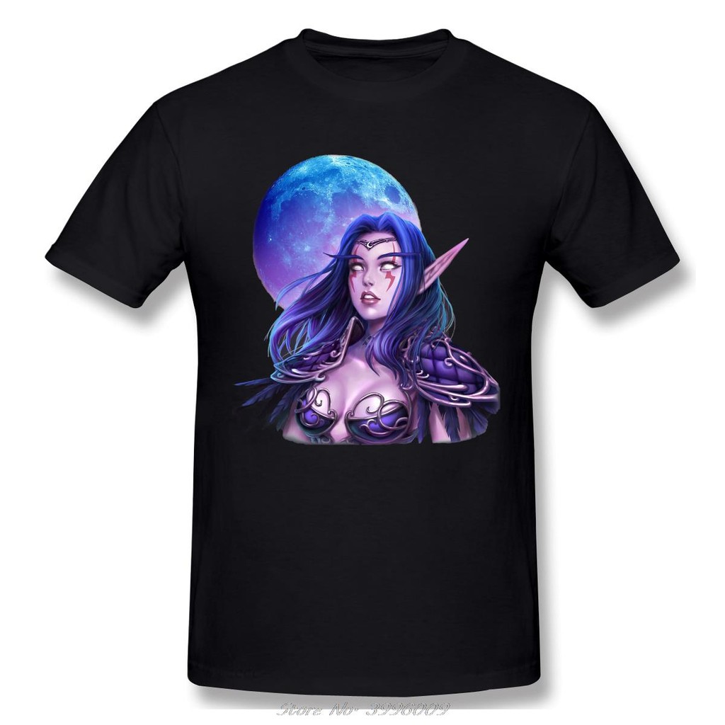 Hunter Night พิมพ์ผ้าฝ้ายเสื้อยืด World of Warcraft บทบาทเล่นเกมผู้ชายแฟชั่น Streetwear