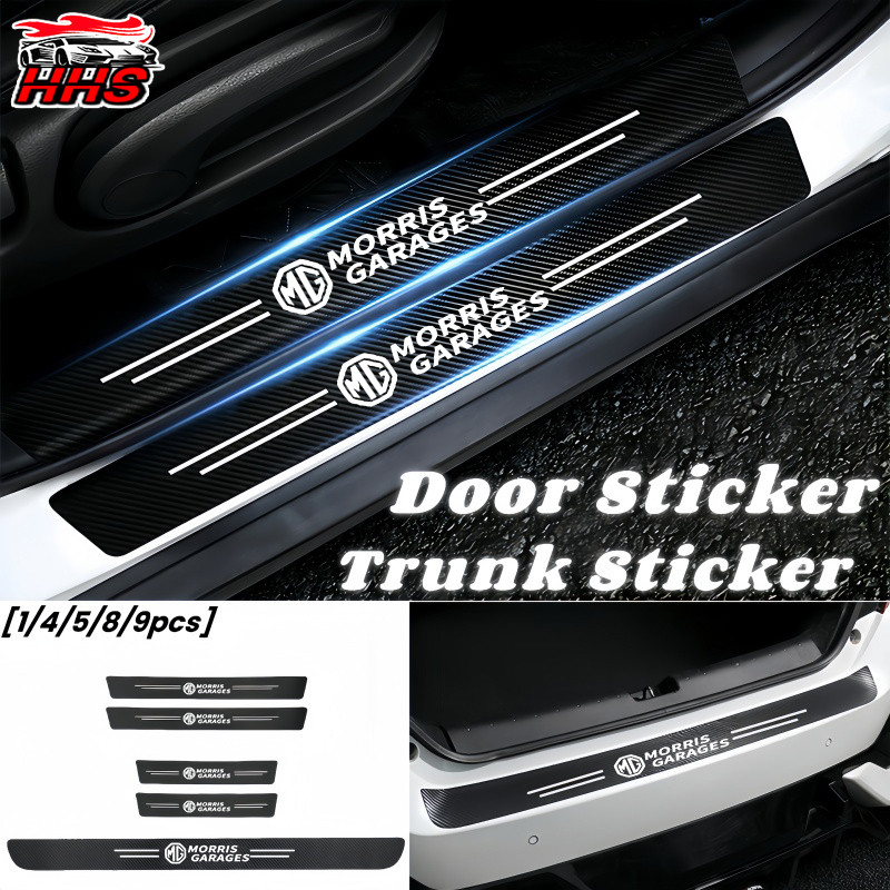 Mg คาร์บอนไฟเบอร์ กันรอยประตูรถยนต์ แผ่นกันรอยประตูรถยน สติกเกอร์ท้ายรถ กันรอยท้ายรถ For MG HS ZS EP MG5 MG3 MG4 EV 4 5 6 GM Mulan VS HEV Extender