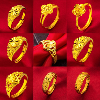 ผู้หญิงแหวนทองปรับรักบิดแหวน916ชุบทองดอกไม้แหวนemasเกาหลี24k…