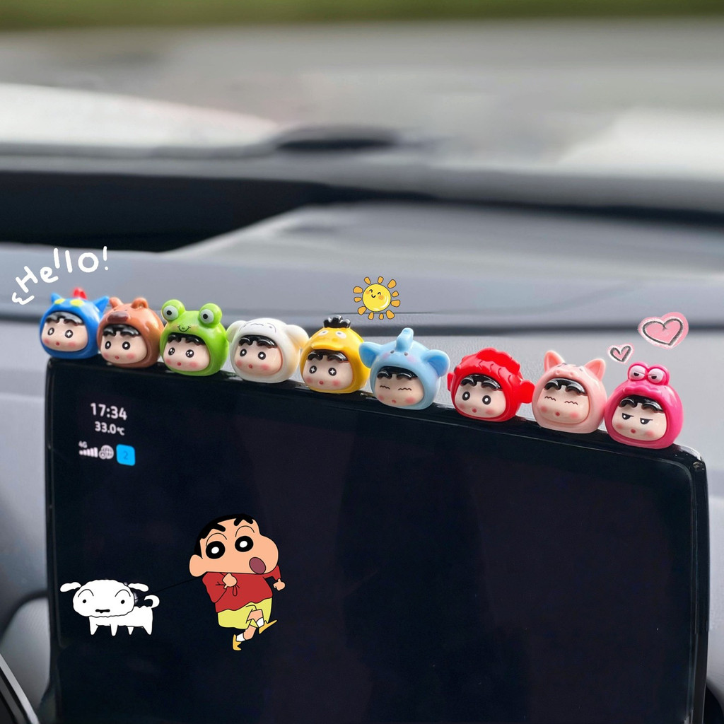 9PCS Crayon Shin chan Action Figure ตุ๊กตาเครื่องประดับภายในรถคอนโซลกลางเครื่องประดับเดสก์ท็อปตกแต่ง