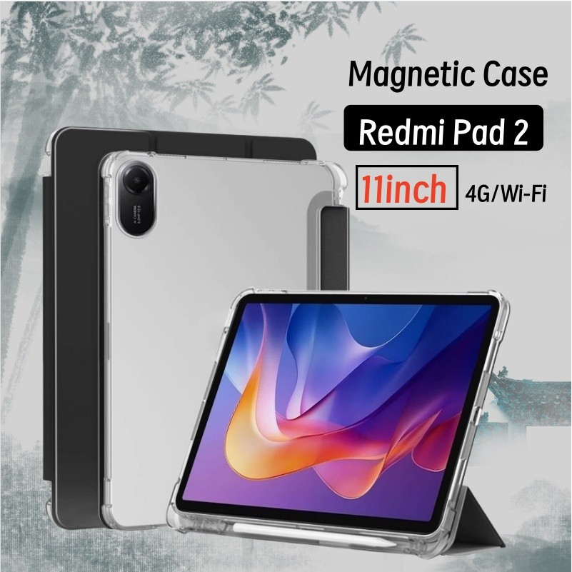 เคส RedMi Pad 2 11 นิ้ว 4G 2025 เคสป้องกันแม่เหล็ก RedMi Pad 2 ฝาครอบด้านหลังโปร่งใสสําหรับ Xiaomi R