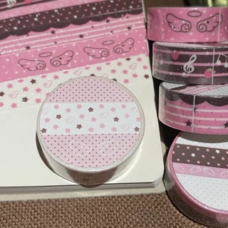 2m Frosted glitter สีน้ําตาลสตรอเบอร์รี่ช็อกโกแลต Washi เทปสีชมพูปีกดาว Journal ตกแต่งเทปถุงของขวัญปิดผนึกสติกเกอร์