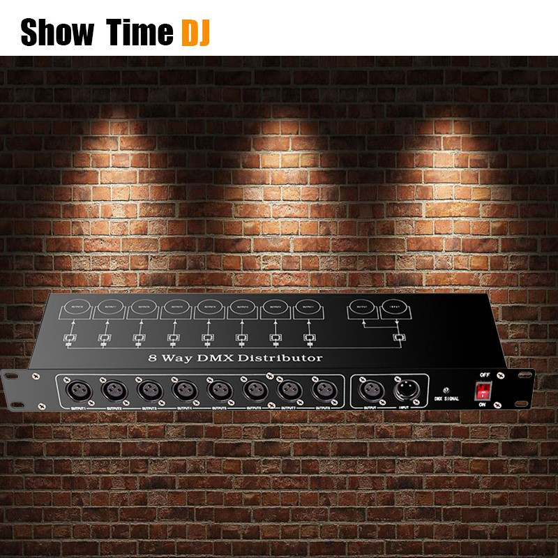 Profesinal DMX Controller Splitter สัญญาณเครื่องขยายเสียง Splitter 8 ทิศทาง DMX จําหน่ายสําหรับ DMX 